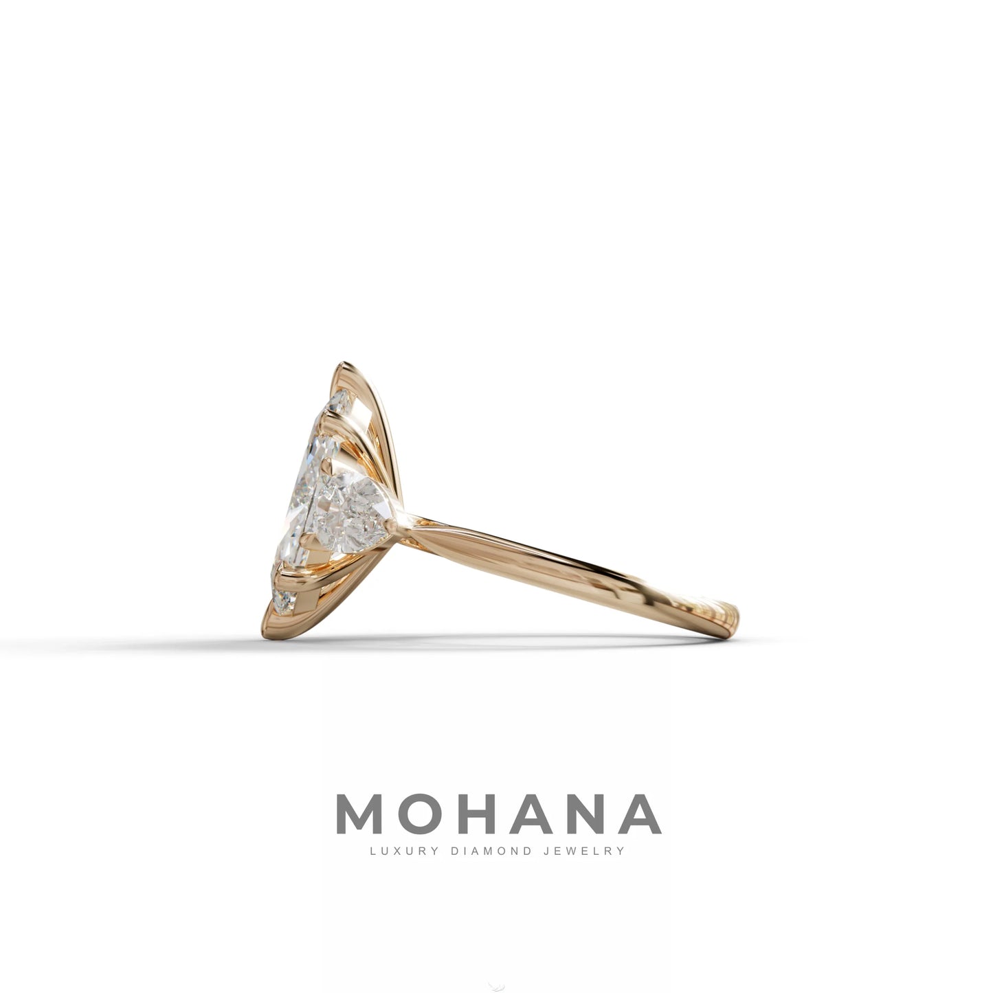 3 Carat E/VVS Marquise & Pear Cut Three Stone Lab Grown Diamond Engagement Ring