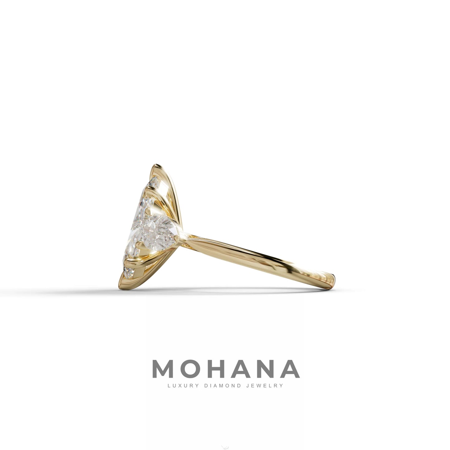 3 Carat E/VVS Marquise & Pear Cut Three Stone Lab Grown Diamond Engagement Ring