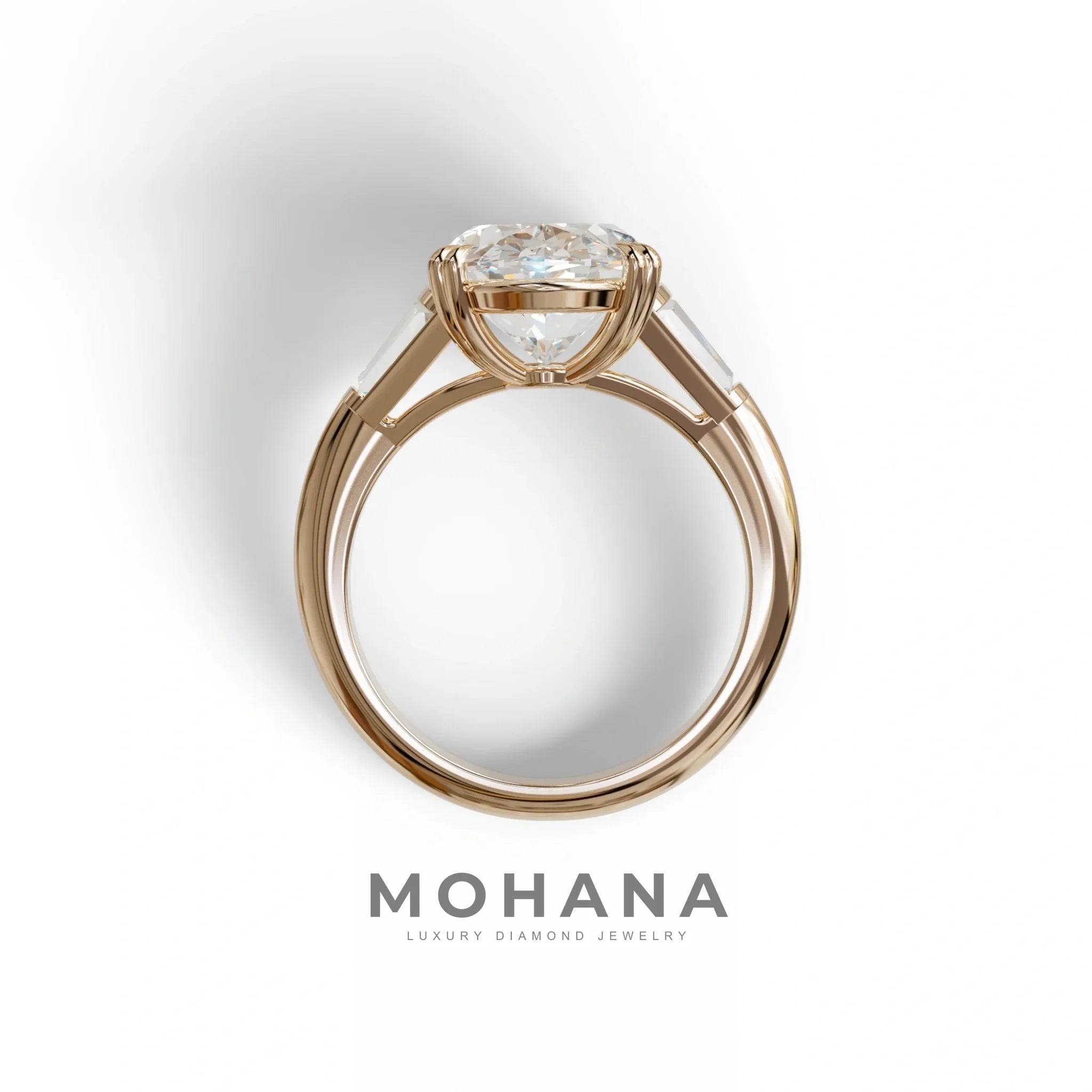 3 Carat E VVS Oval & Baguette Lab Diamond Ring - Persi