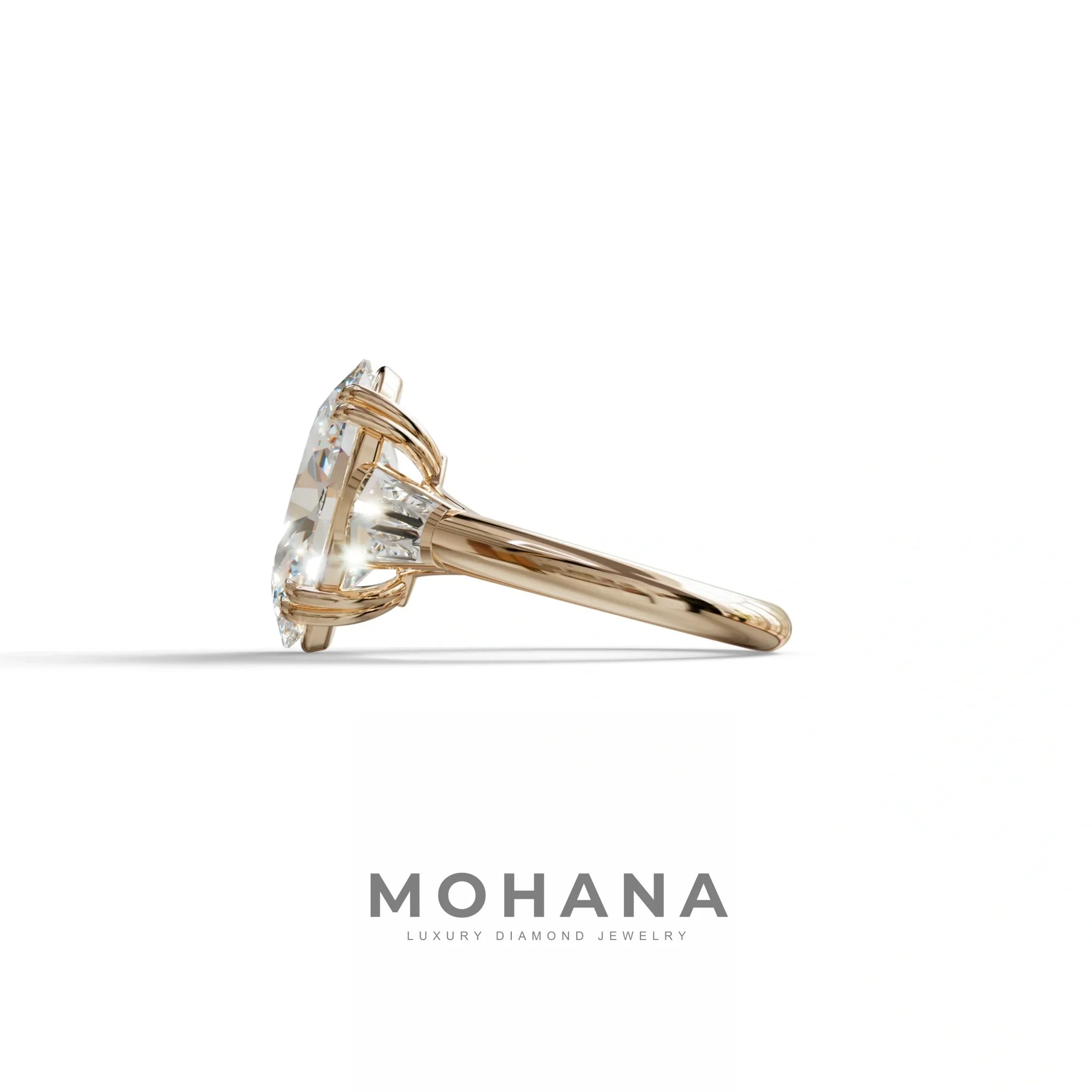 3 Carat E VVS Oval & Baguette Lab Diamond Ring - Persi
