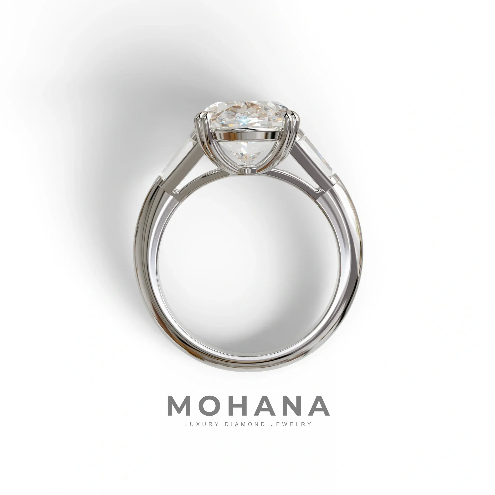 3 Carat E VVS Oval & Baguette Lab Diamond Ring - Persi