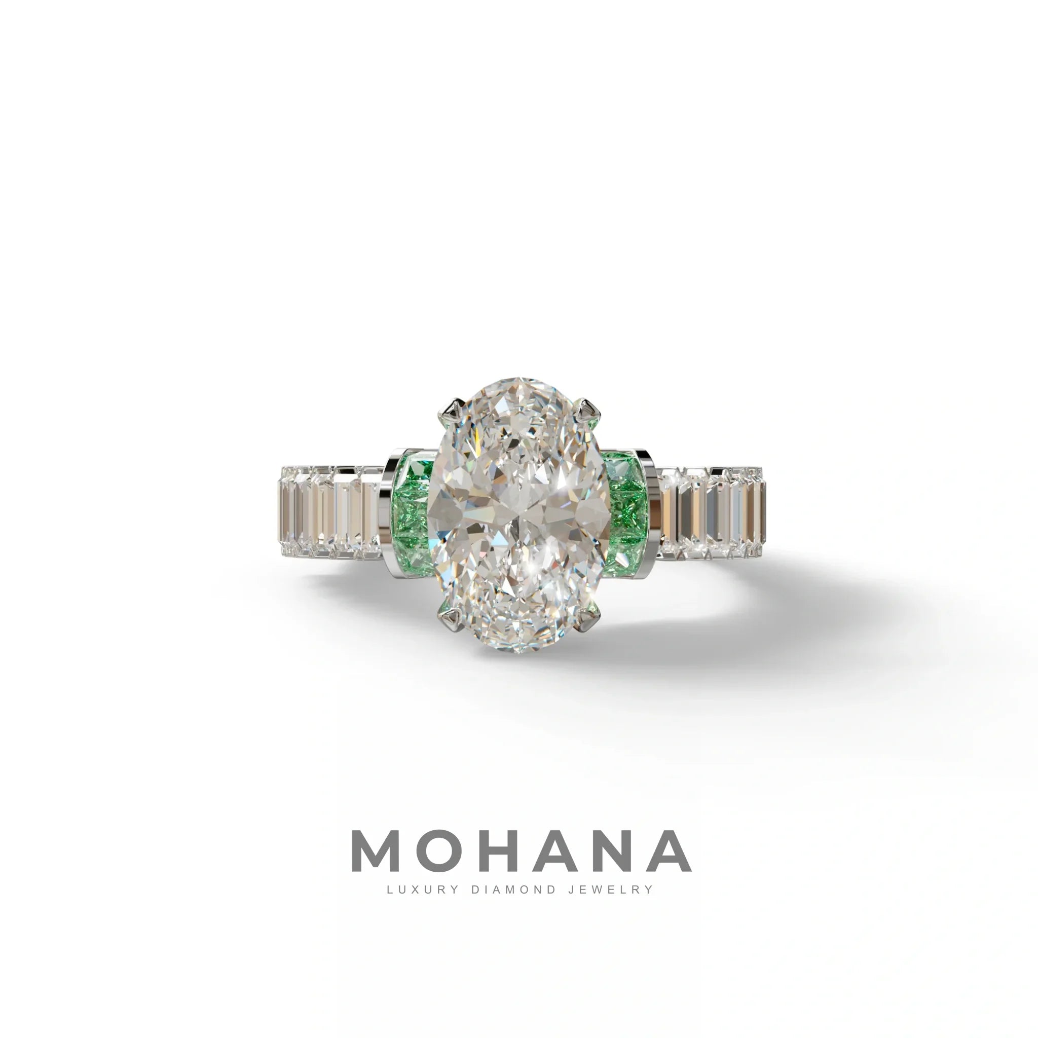 3 Carat E-VVS Oval Cut Lab-Grown Diamond Wedding Ring – Bellora - 10K Solid Gold / White Gold