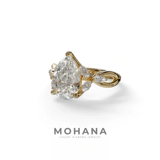 3 Carat E-VVS Pear Cut Cluster-Vintage Setting Lab Grown Diamond Ring - Celena