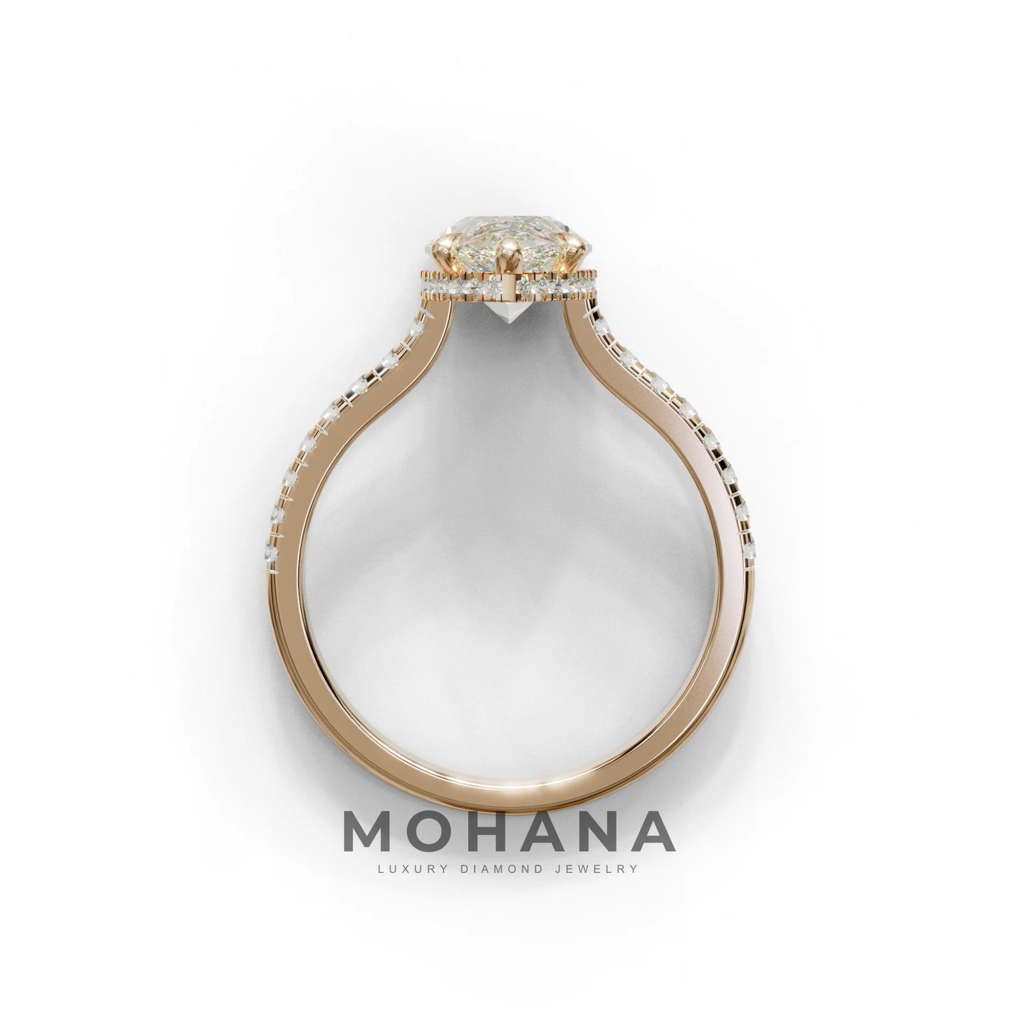 3 Carat E-VVS Pear Cut Hidden Halo & Pave Set Lab Diamond Ring - Eblouissant