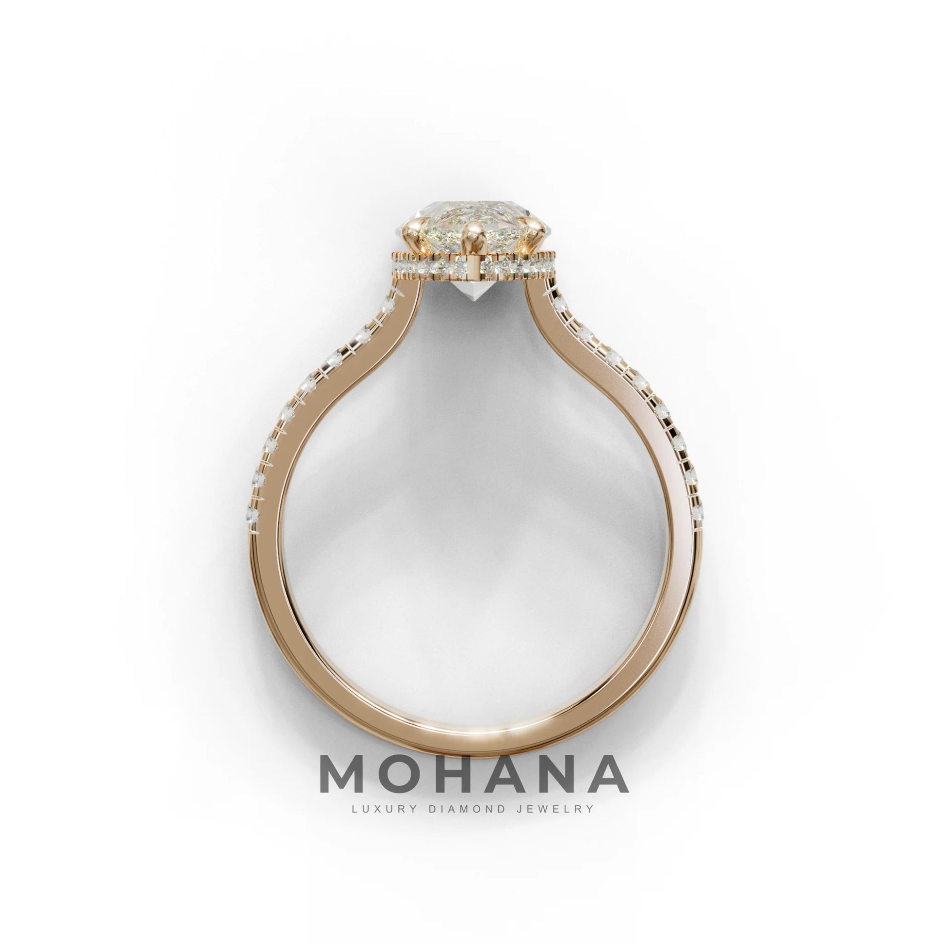 3 Carat E-VVS Pear Cut Hidden Halo & Pave Set Lab Diamond Ring - Eblouissant