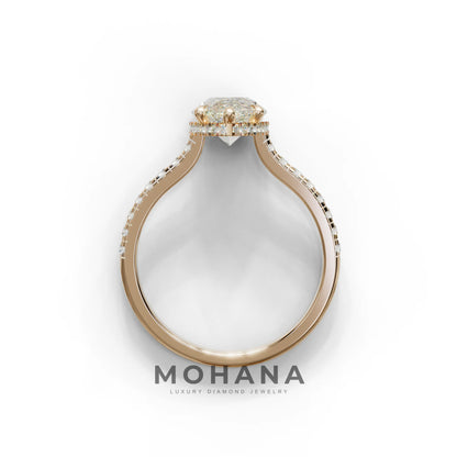 3 Carat E-VVS Pear Cut Hidden Halo & Pave Set Lab Diamond Ring - Eblouissant