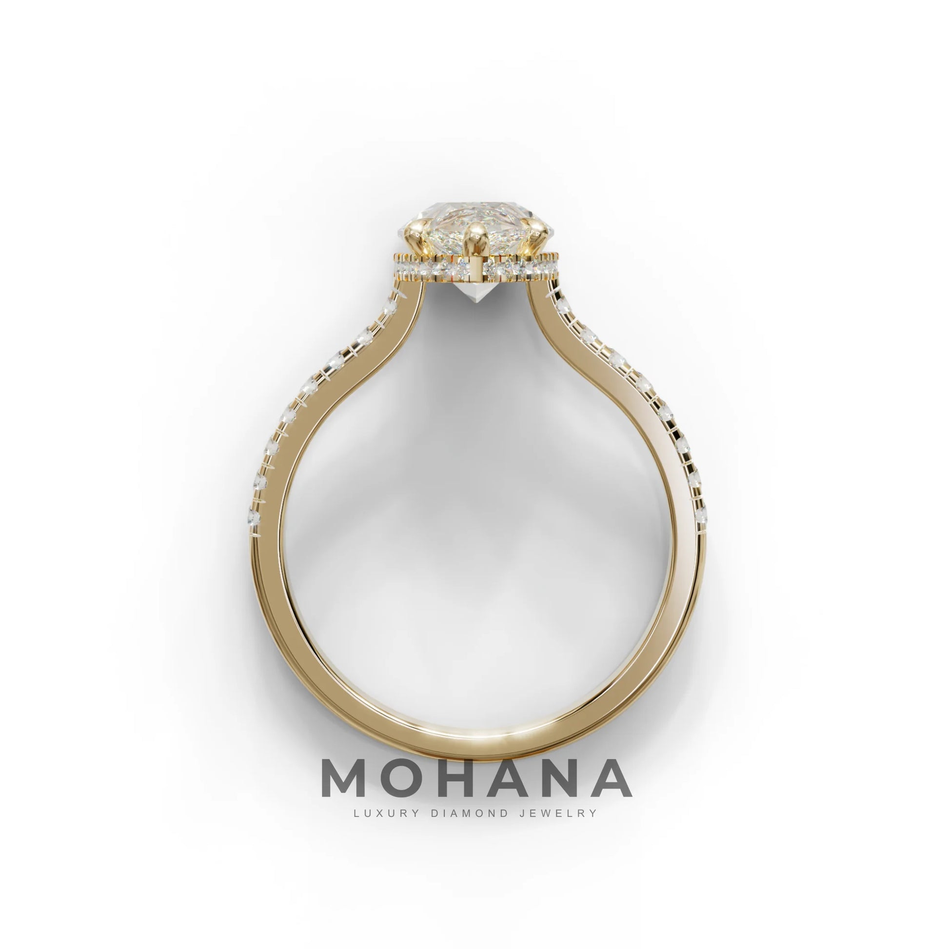 3 Carat E-VVS Pear Cut Hidden Halo & Pave Set Lab Diamond Ring - Eblouissant