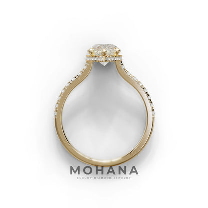 3 Carat E-VVS Pear Cut Hidden Halo & Pave Set Lab Diamond Ring - Eblouissant