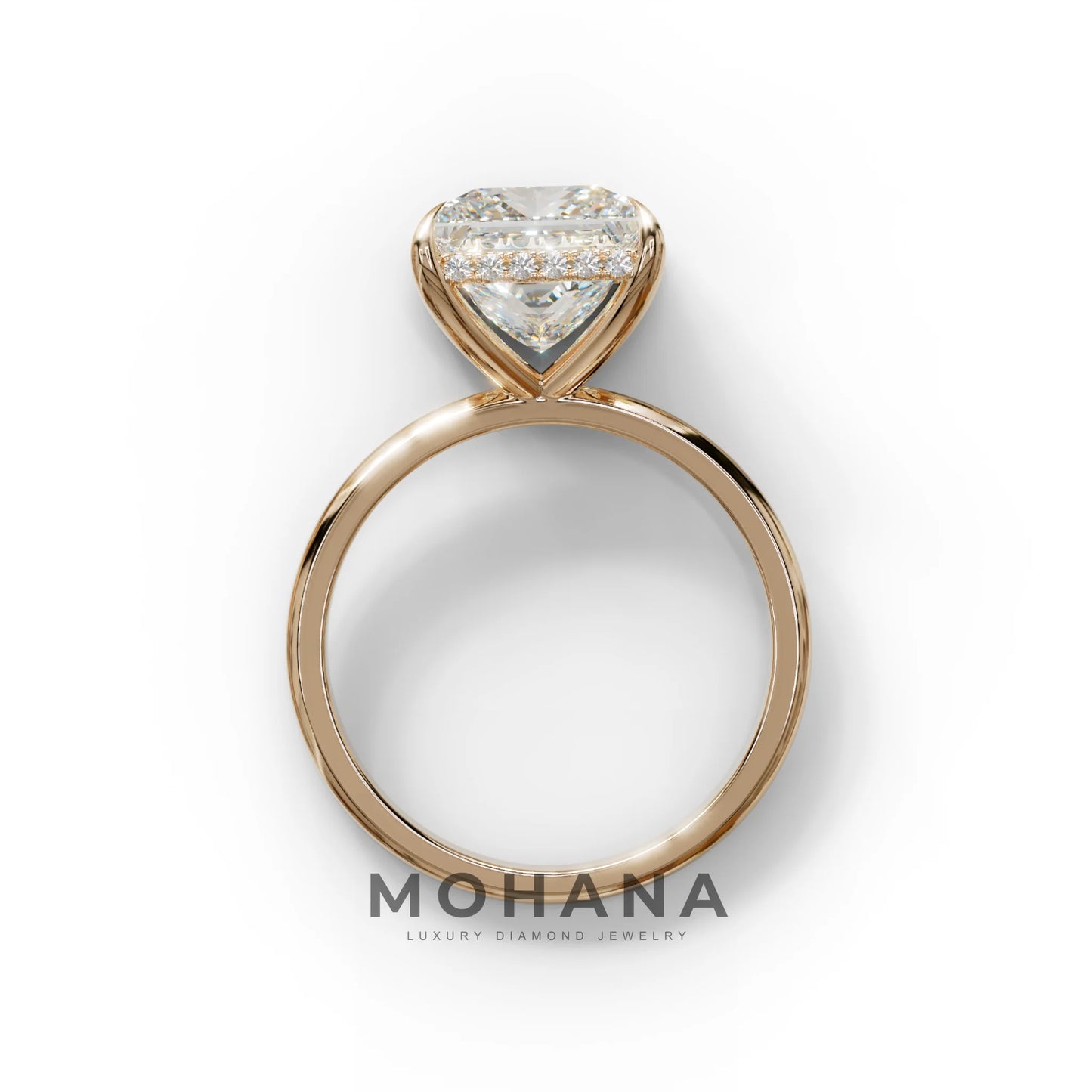 3 Carat E VVS Princess Cut Hidden Halo Lab Grown Diamond Engagement Ring