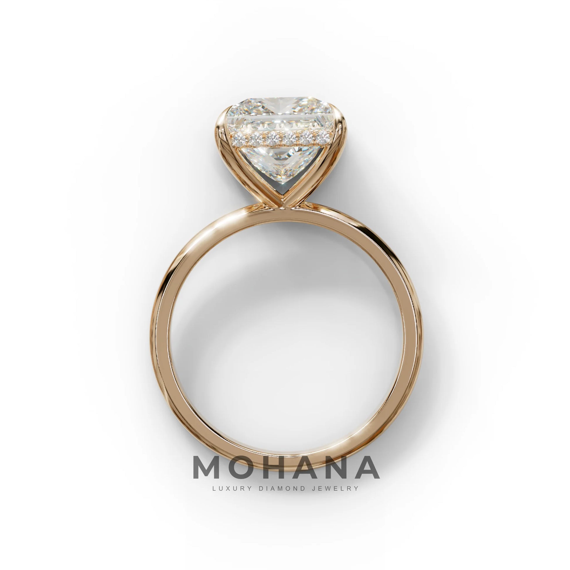 3 Carat E VVS Princess Cut Hidden Halo Lab Grown Diamond Engagement Ring