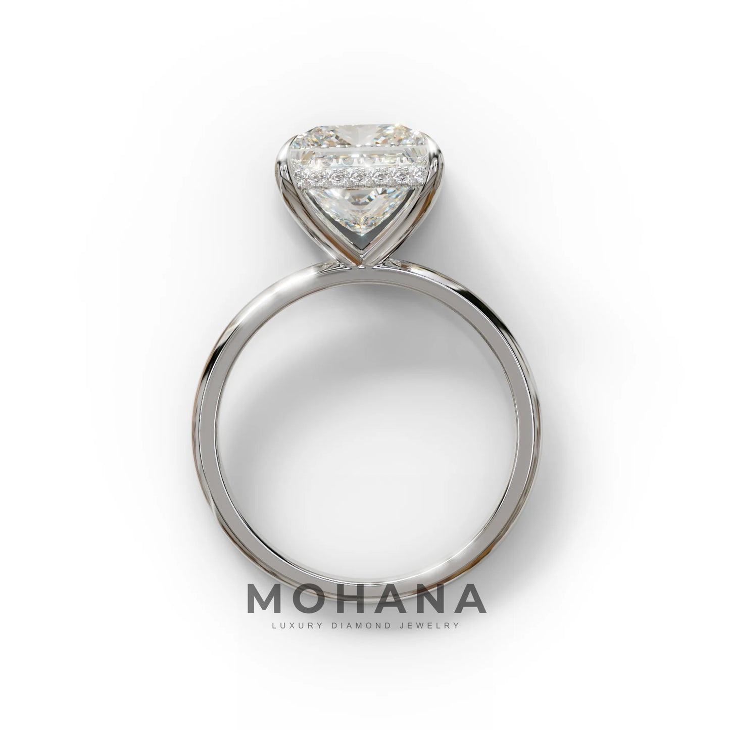 3 Carat E VVS Princess Cut Hidden Halo Lab Grown Diamond Engagement Ring