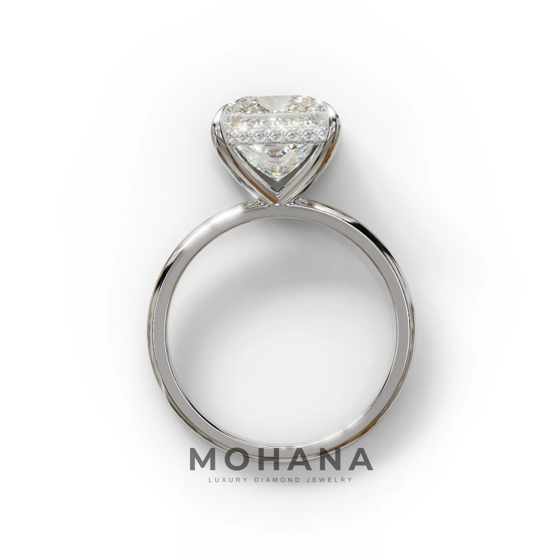 3 Carat E VVS Princess Cut Hidden Halo Lab Grown Diamond Engagement Ring