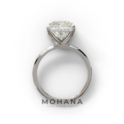 3 Carat E VVS Princess Cut Hidden Halo Lab Grown Diamond Engagement Ring