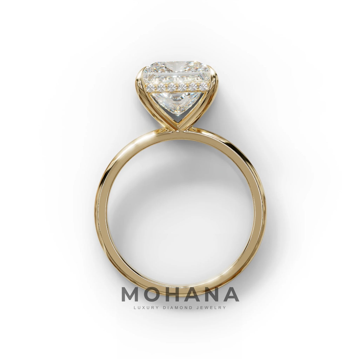 3 Carat E VVS Princess Cut Hidden Halo Lab Grown Diamond Engagement Ring