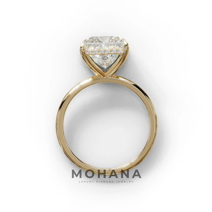 3 Carat E VVS Princess Cut Hidden Halo Lab Grown Diamond Engagement Ring