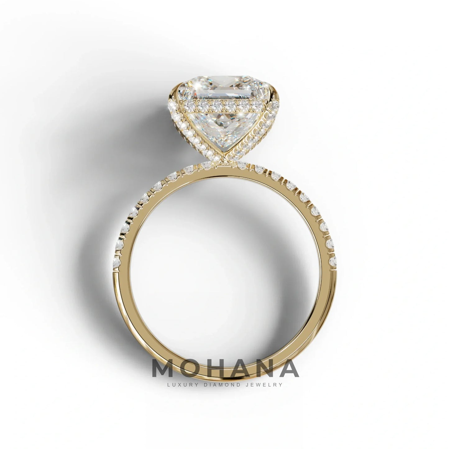 3 Carat E-VVS Princess Cut Hidden Halo & Pave Lab Diamond Ring