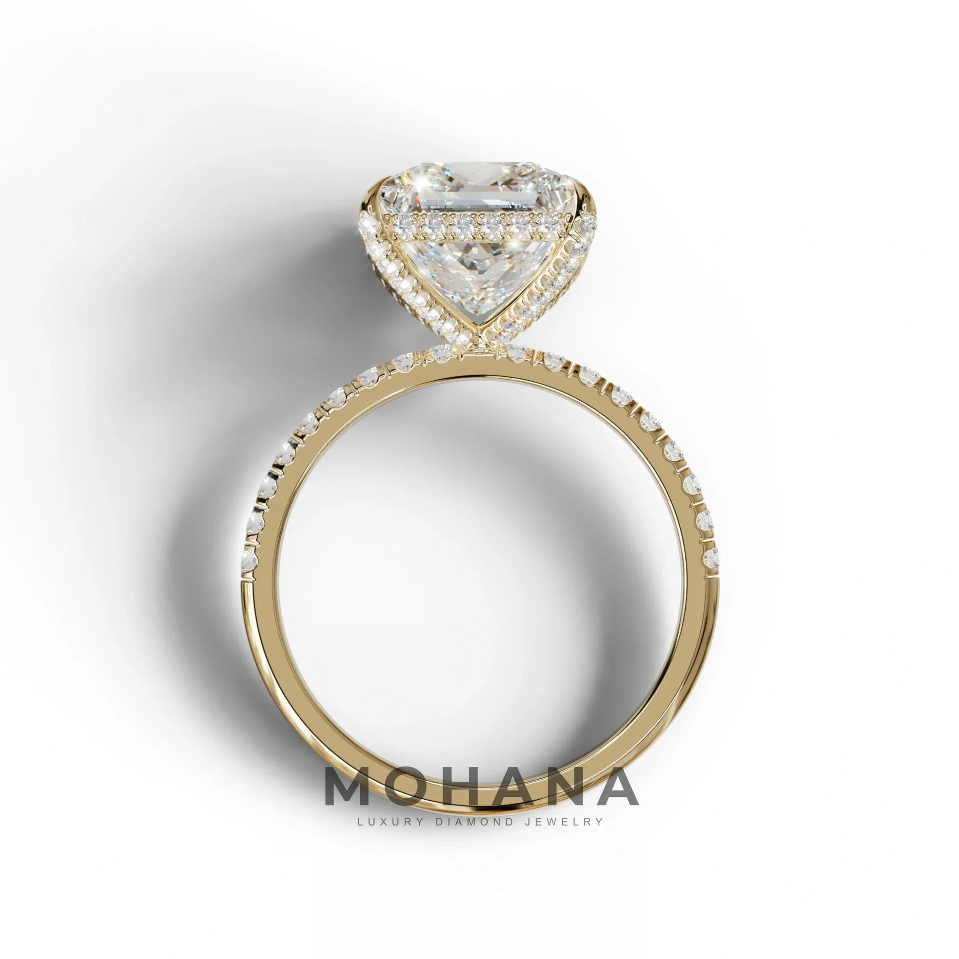 3 Carat E-VVS Princess Cut Hidden Halo & Pave Lab Diamond Ring