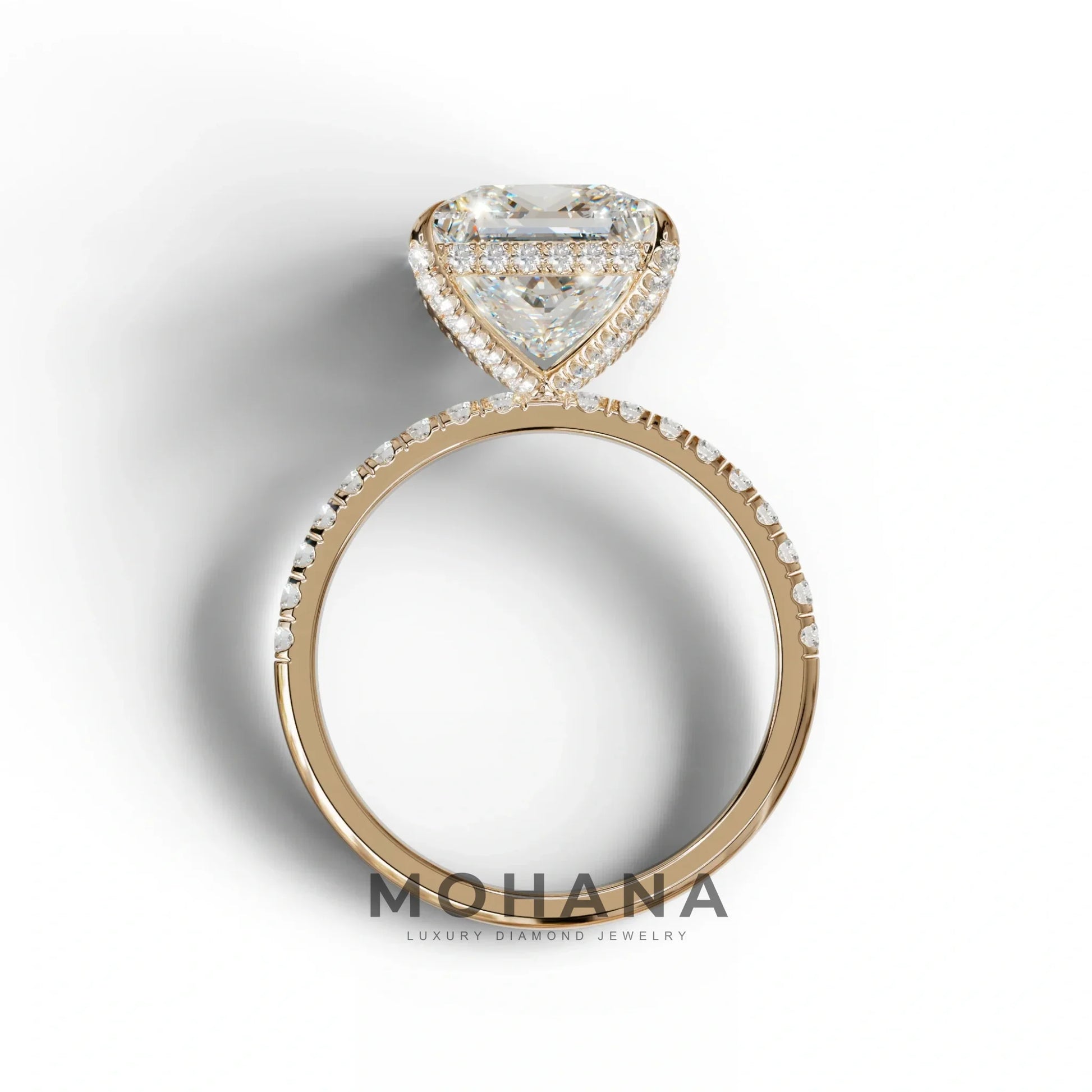 3 Carat E-VVS Princess Cut Hidden Halo & Pave Lab Diamond Ring