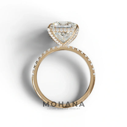 3 Carat E-VVS Princess Cut Hidden Halo & Pave Lab Diamond Ring