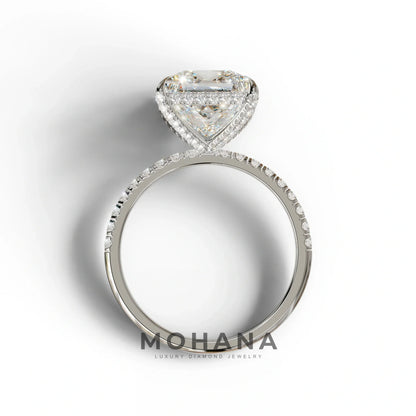 3 Carat E-VVS Princess Cut Hidden Halo & Pave Lab Diamond Ring