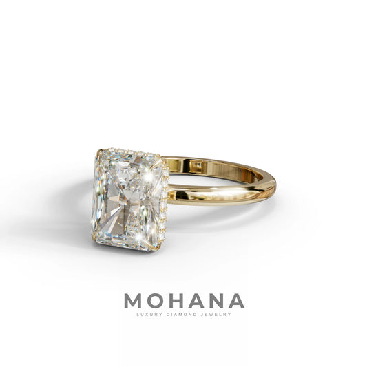 3 Carat E-VVS Radiant Cut Hidden Halo Lab Diamond Ring