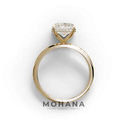3 Carat E-VVS Radiant Cut Hidden Halo Lab Diamond Ring