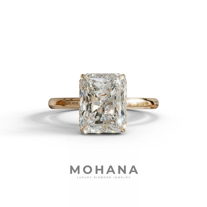 3 Carat E-VVS Radiant Cut Hidden Halo Lab Diamond Ring - 10K Solid Gold / Rose Gold