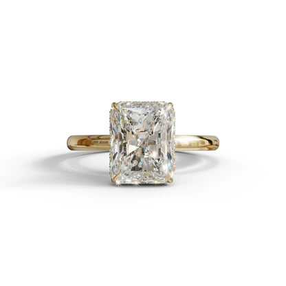 3 Carat E-VVS Radiant Cut Hidden Halo Lab Diamond Ring - 10K Solid Gold / Yellow Gold