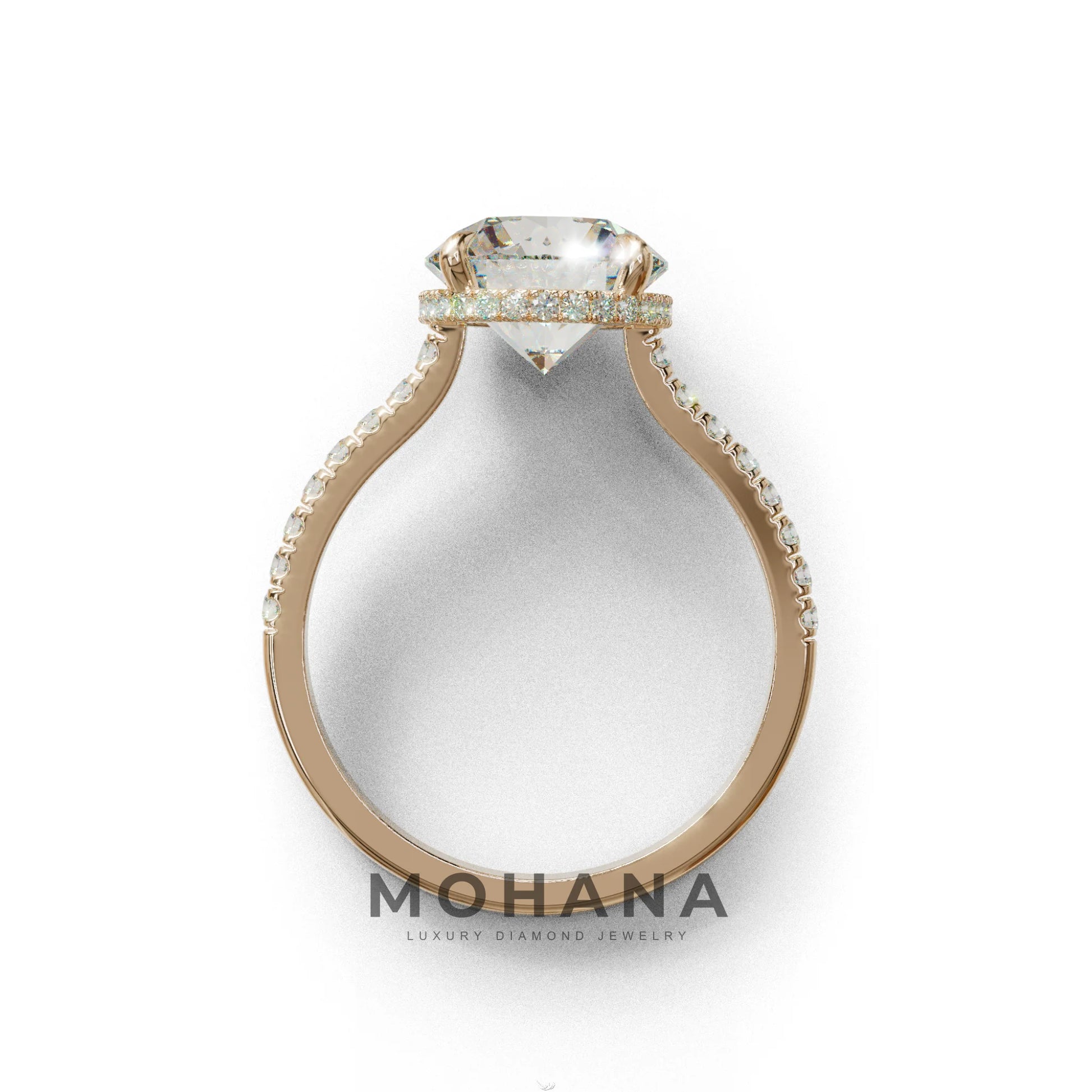 3 Carat E/VVS Round Cut Hidden Halo & Pave Setting Lab Diamond Ring - Eblouissant