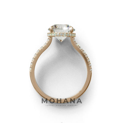 3 Carat E/VVS Round Cut Hidden Halo & Pave Setting Lab Diamond Ring - Eblouissant