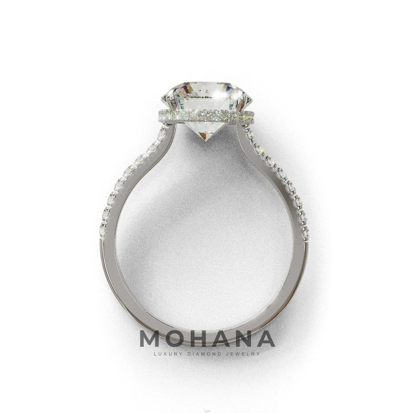 3 Carat E/VVS Round Cut Hidden Halo & Pave Setting Lab Diamond Ring - Eblouissant