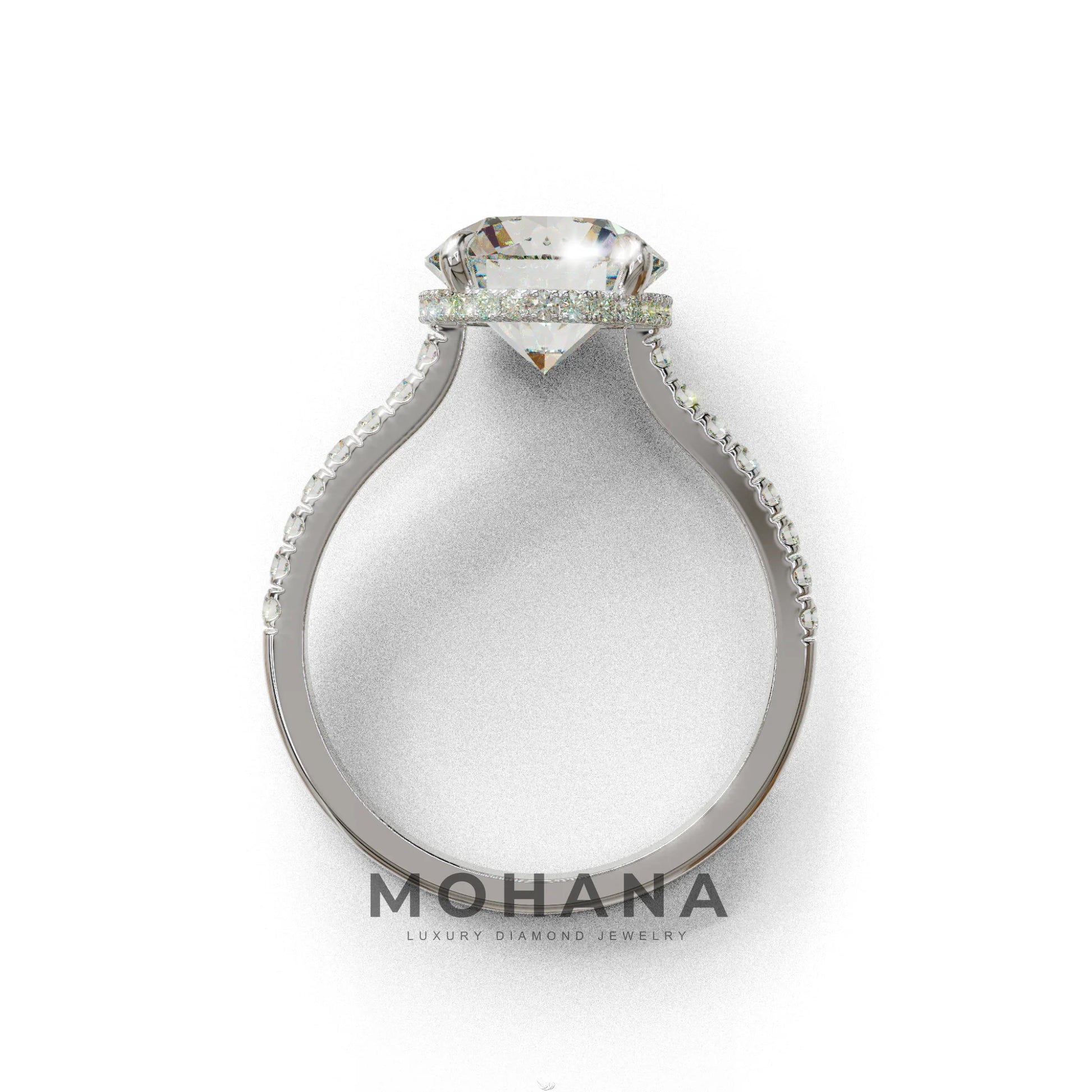 3 Carat E/VVS Round Cut Hidden Halo & Pave Setting Lab Diamond Ring - Eblouissant