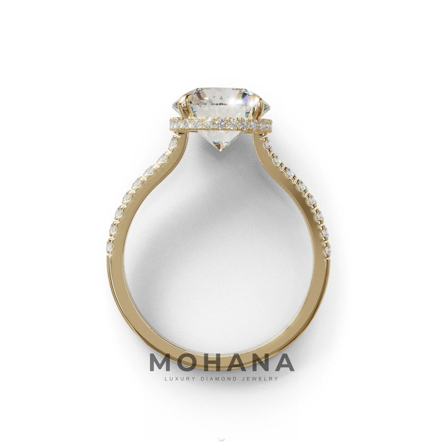 3 Carat E/VVS Round Cut Hidden Halo & Pave Setting Lab Diamond Ring - Eblouissant