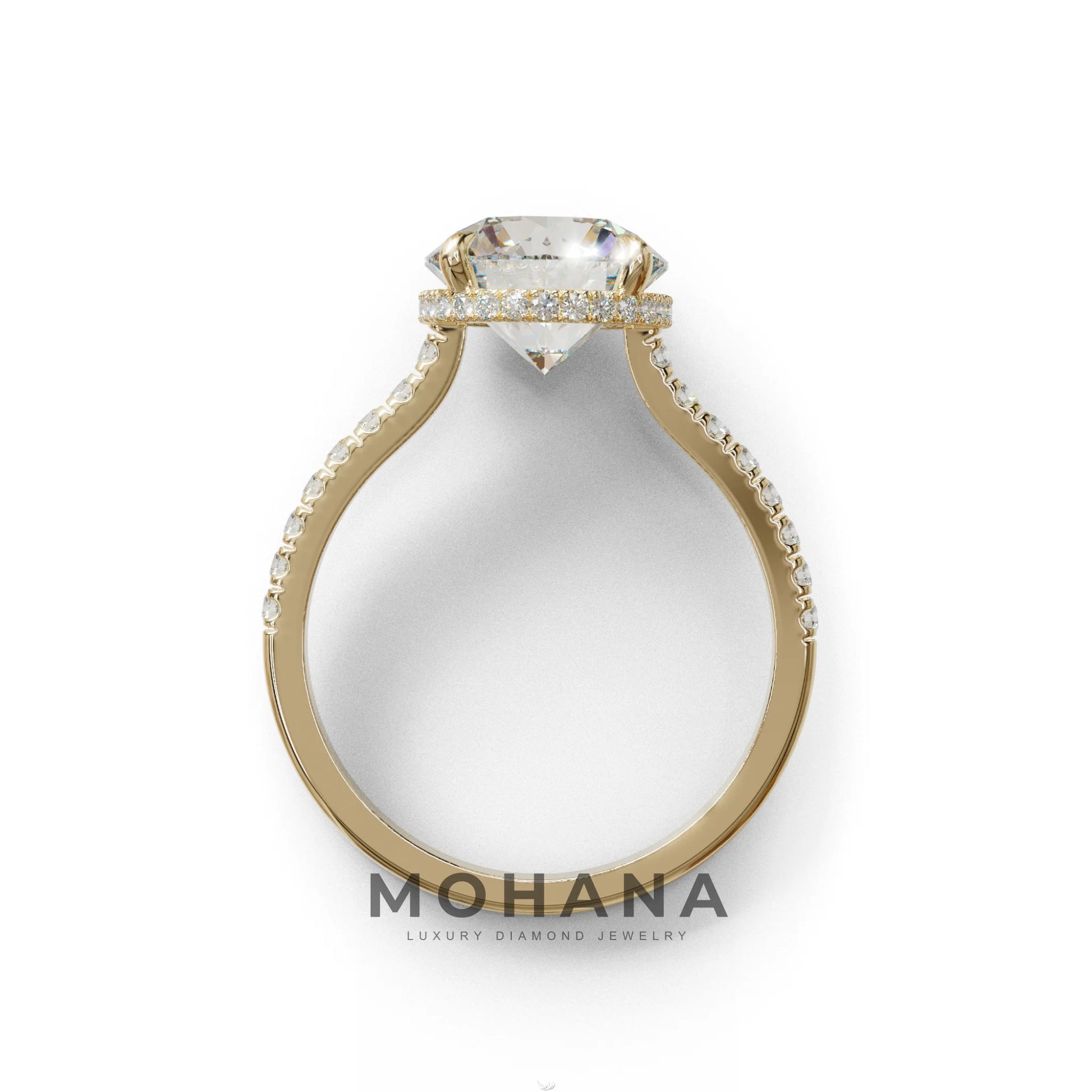 3 Carat E/VVS Round Cut Hidden Halo & Pave Setting Lab Diamond Ring - Eblouissant