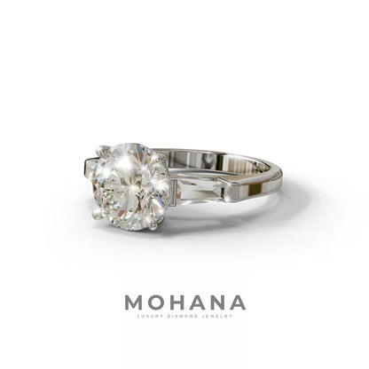 E-VVS 3 Carat Round & Tapered Cut Multi Stone Lab Diamond Ring - Reflection