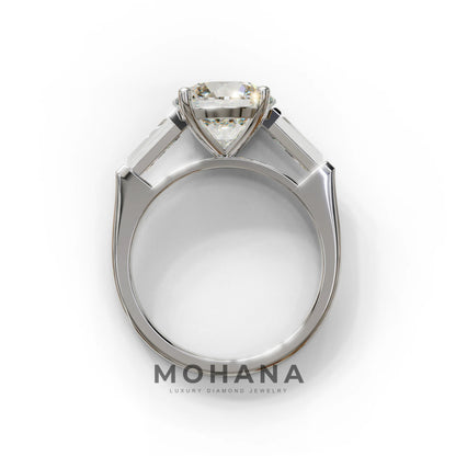 E-VVS 3 Carat Round & Tapered Cut Multi Stone Lab Diamond Ring - Reflection