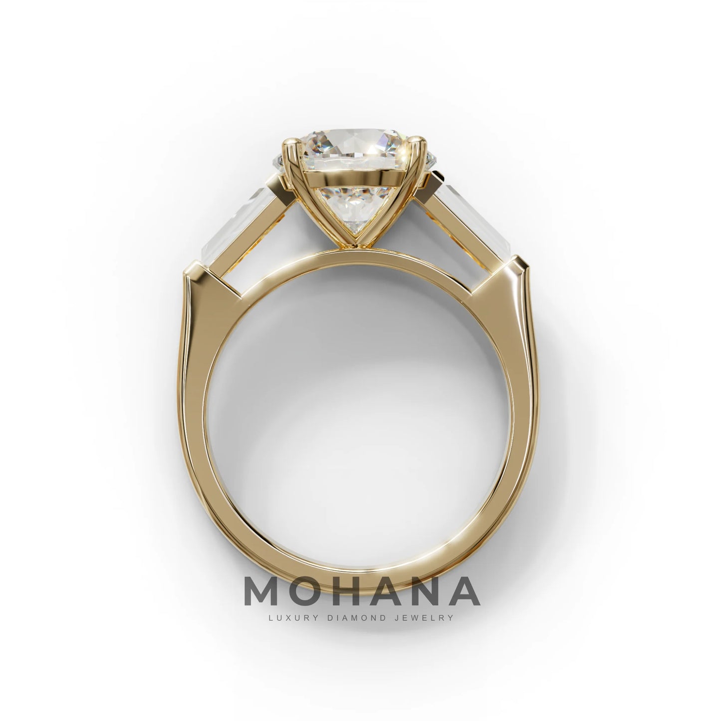 E-VVS 3 Carat Round & Tapered Cut Multi Stone Lab Diamond Ring - Reflection