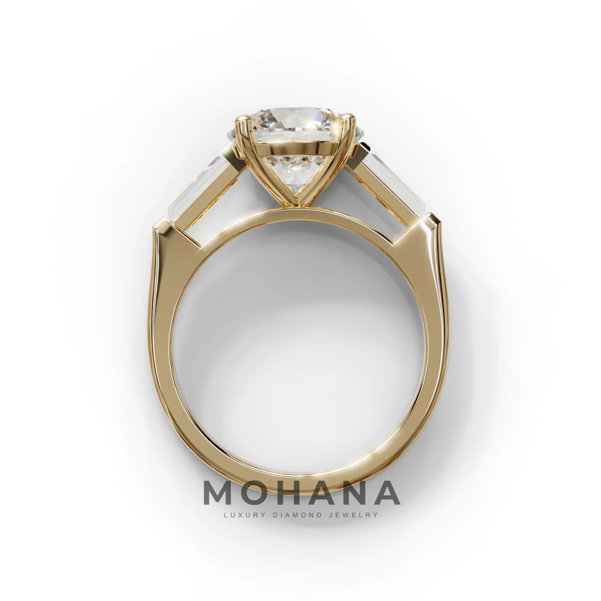 E-VVS 3 Carat Round & Tapered Cut Multi Stone Lab Diamond Ring - Reflection