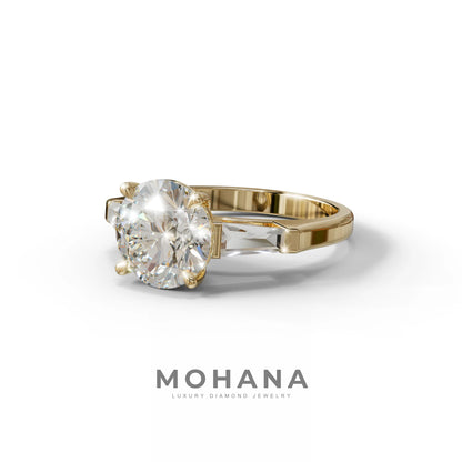 E-VVS 3 Carat Round & Tapered Cut Multi Stone Lab Diamond Ring - Reflection