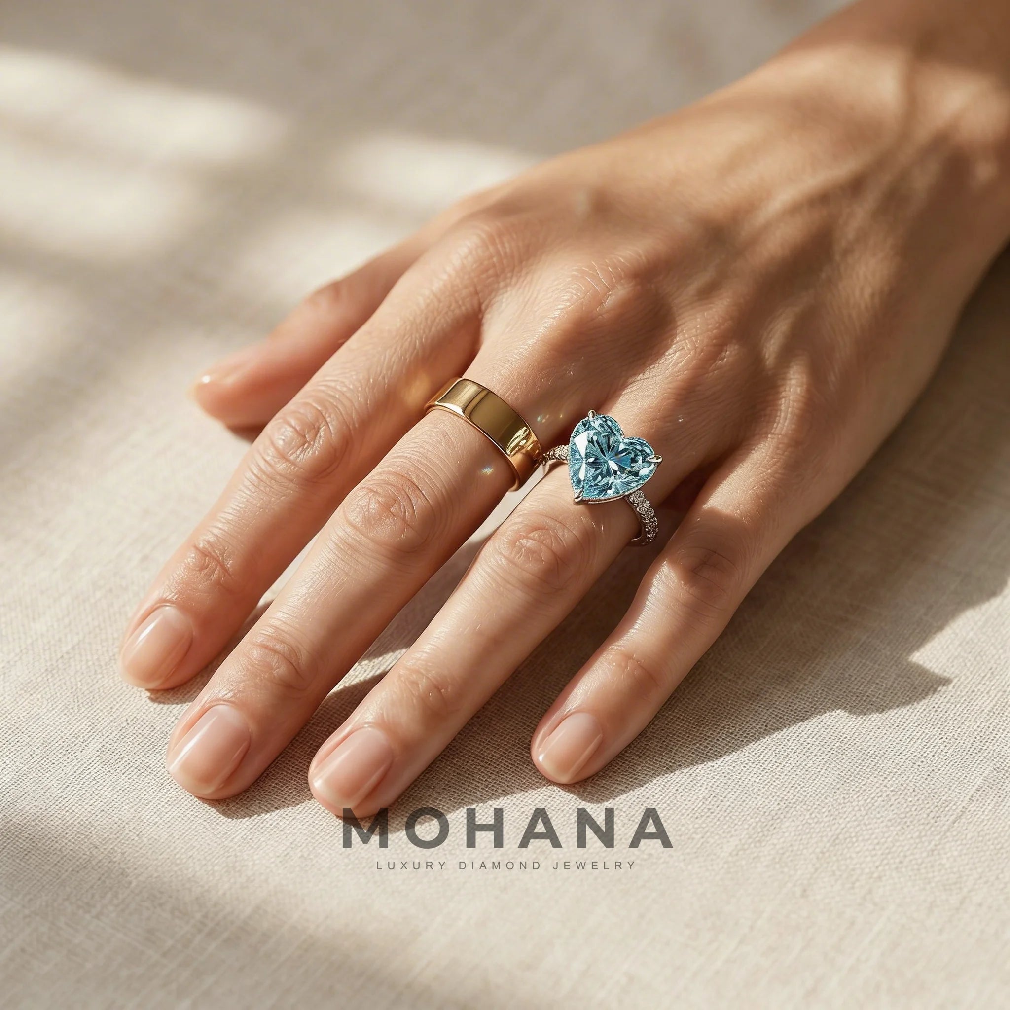 3 Carat Fancy Blue Heart Cut Hidden Halo Lab Grown Diamond Engagement Ring