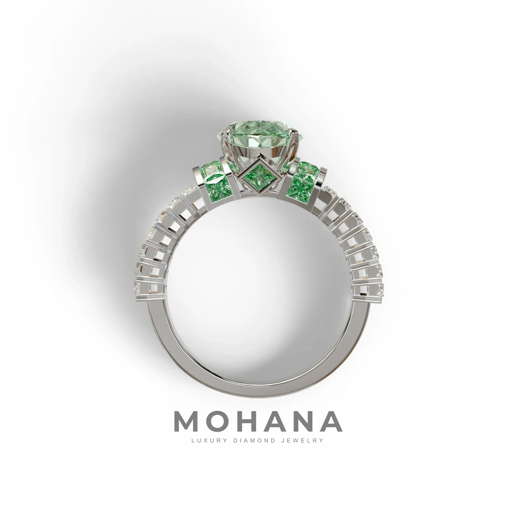 3 Carat Fancy Green Oval Cut Lab-Grown Diamond Wedding Ring – Bellora