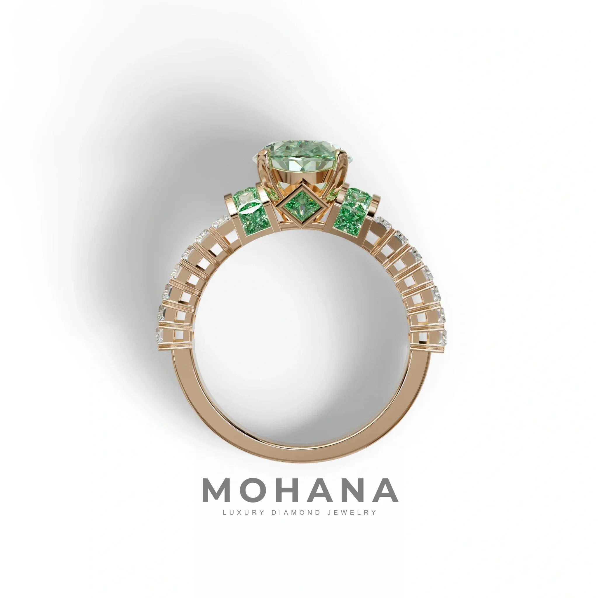 3 Carat Fancy Green Oval Cut Lab-Grown Diamond Wedding Ring – Bellora