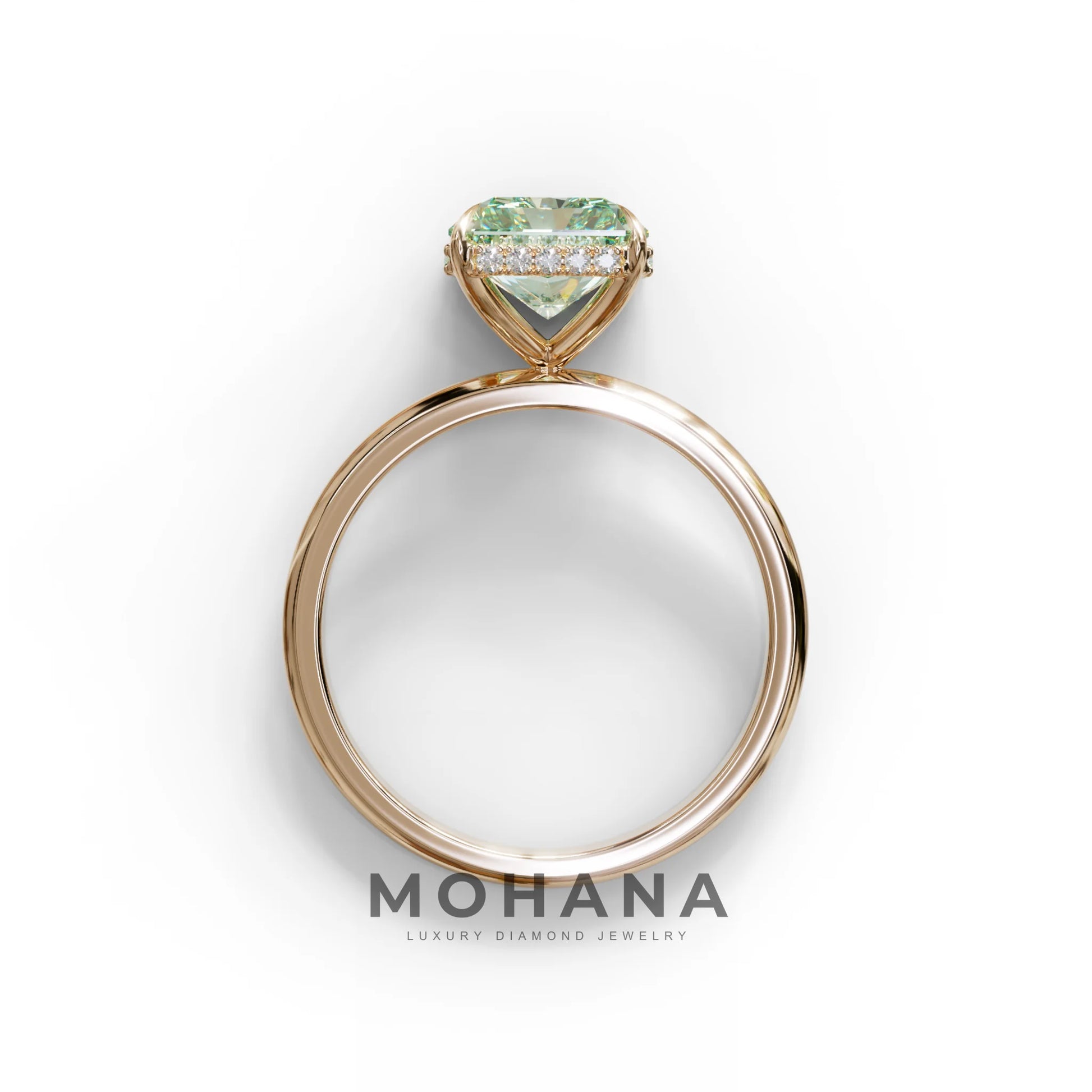 3 Carat Green Radiant Cut Hidden Halo Lab Diamond Ring