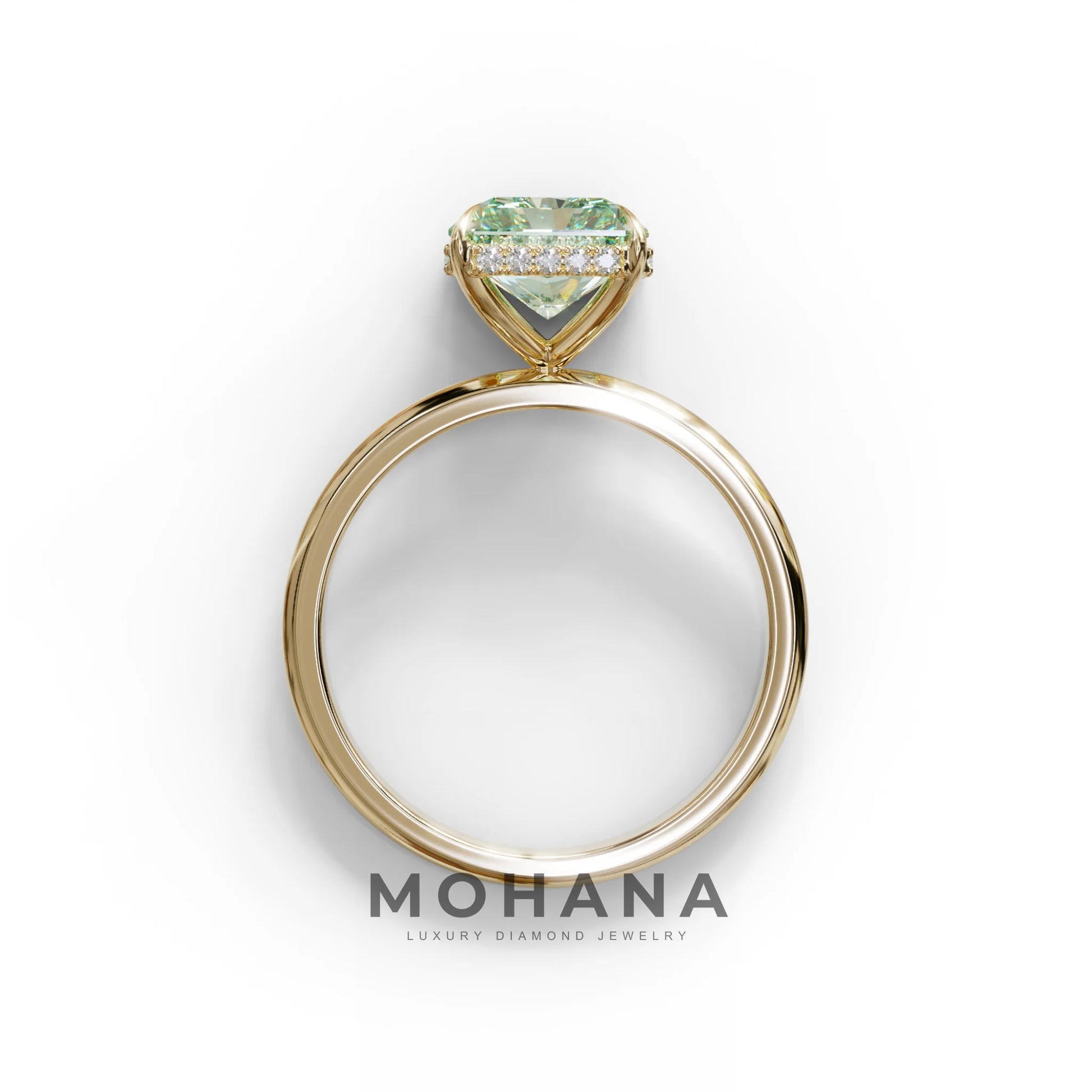 3 Carat Green Radiant Cut Hidden Halo Lab Diamond Ring