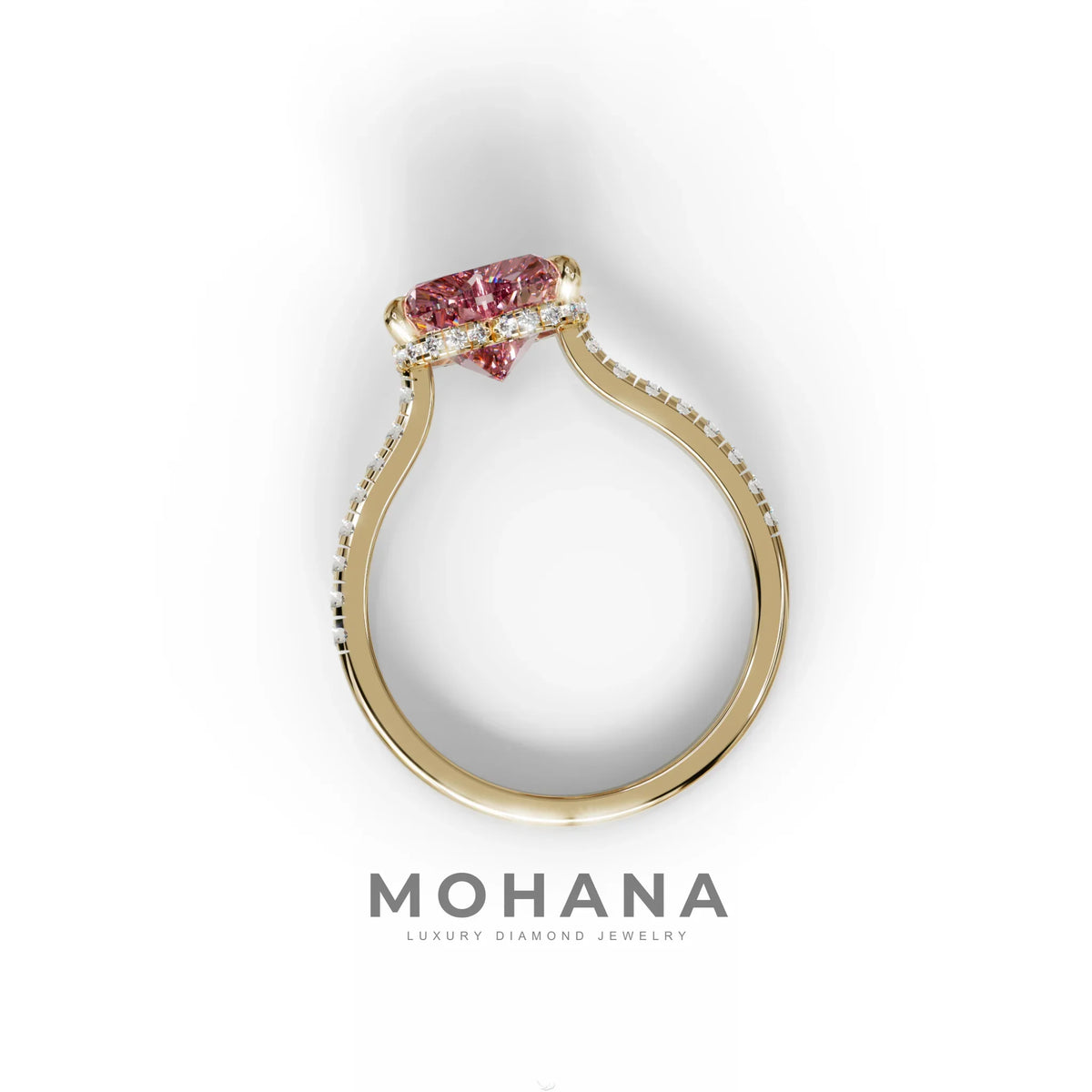 Pink Heart Diamond Engagement Ring – IGI Certified Lab Grown Diamond Pavé Setting