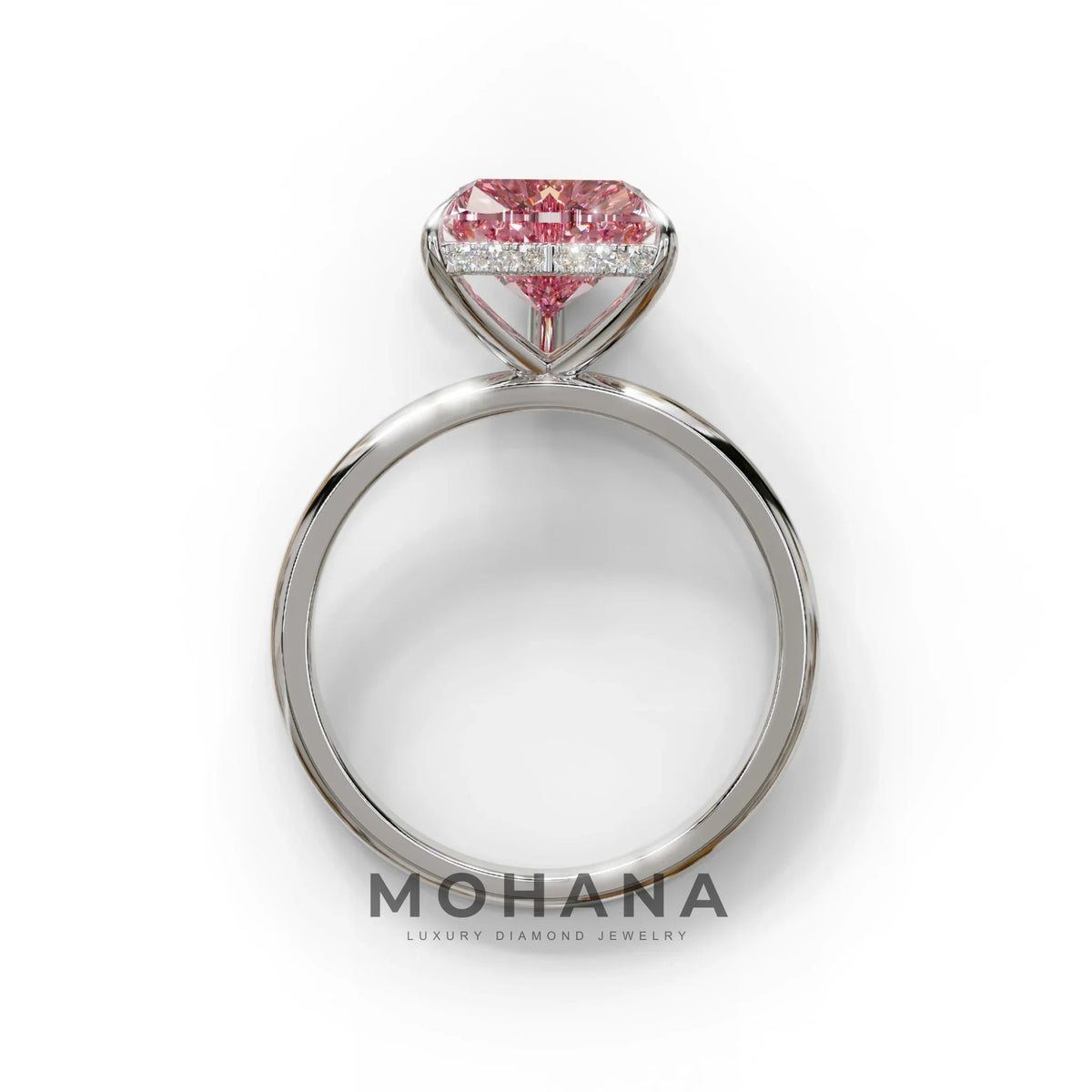 3 Carat Pink Heart Cut Hidden Halo Set Lab Grown Diamond Engagement Ring