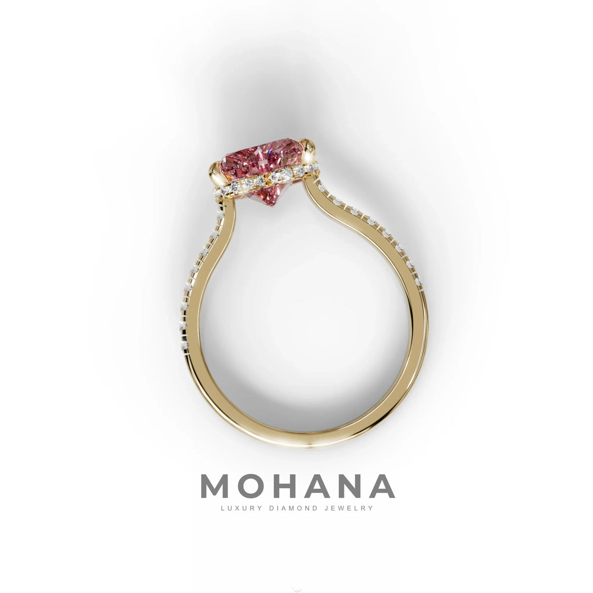 Pink Heart Diamond Engagement Ring – IGI Certified Lab Grown Diamond Pavé Setting