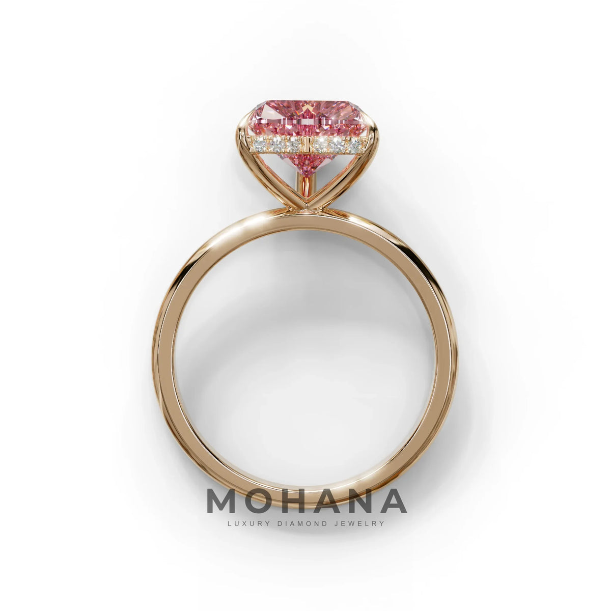 3 Carat Pink Heart Cut Hidden Halo Set Lab Grown Diamond Engagement Ring