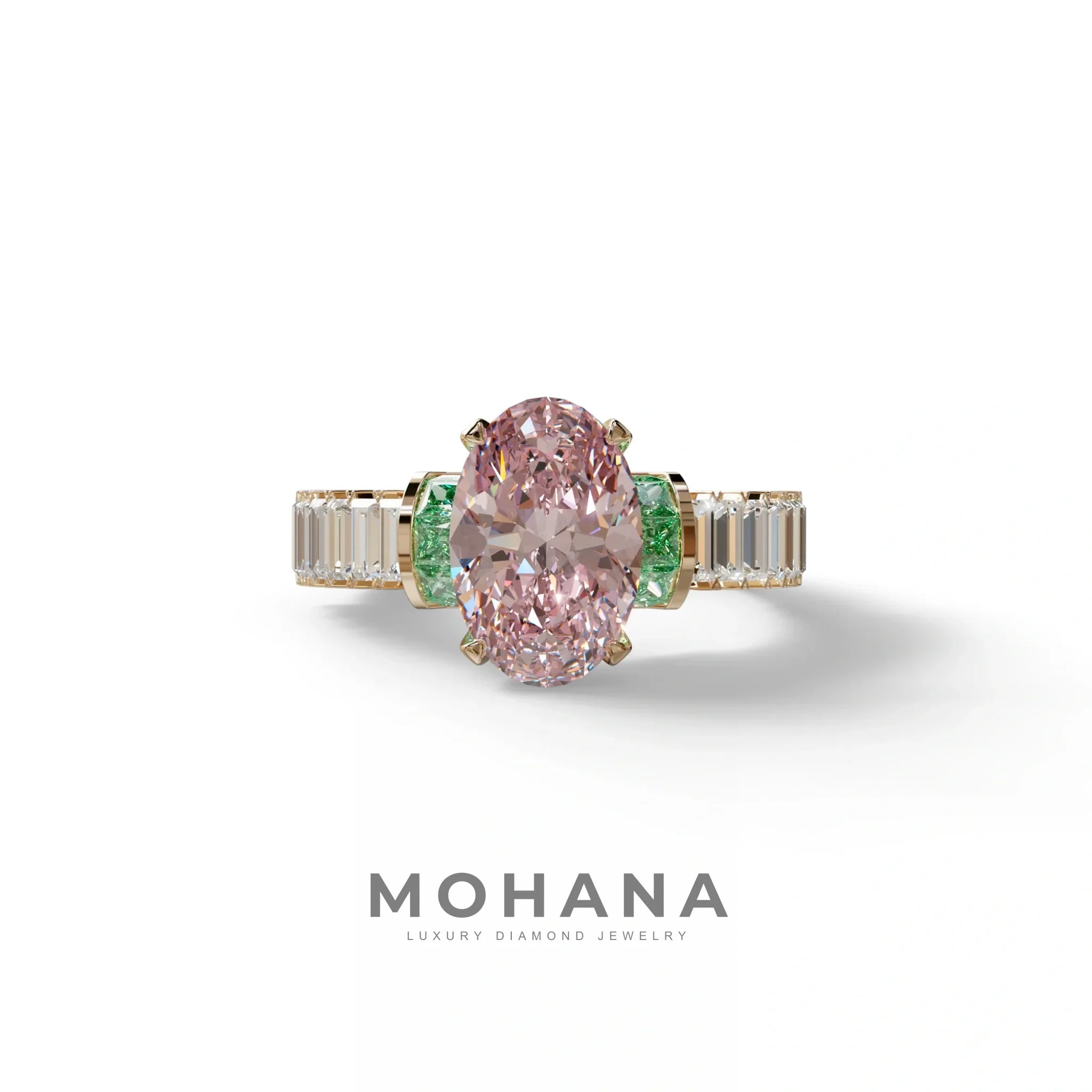 3 Carat Fancy Pink Oval Cut Lab-Grown Diamond Wedding Ring – Bellora - 10K Solid Gold / Rose Gold