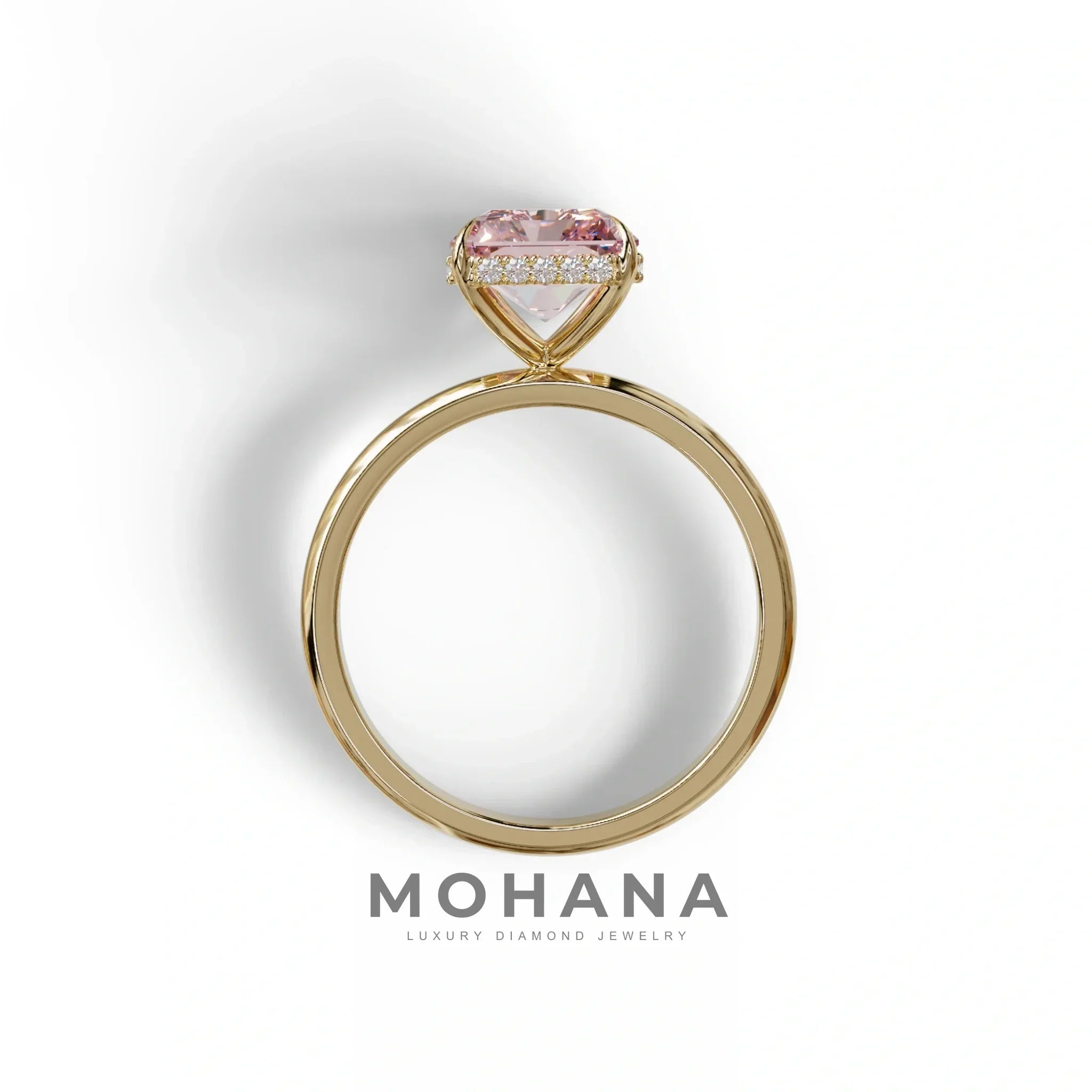 3 Carat Fancy Pink Radiant Cut Hidden Halo Lab Grown Diamond Engagement Ring